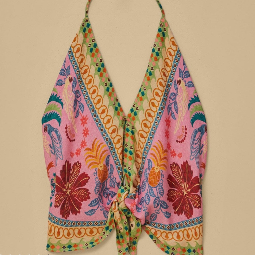 NWT Farm Rio Pink Fruits Queen Scarf Lenzing™ Ecovero™ Viscose Blouse